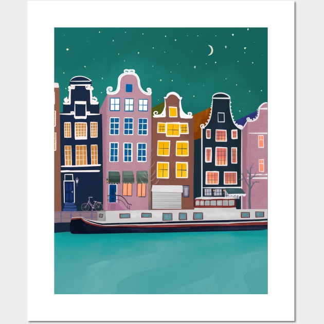Amsterdam night City Wall Art by Petras